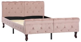 288566 vidaXL Cadru de pat, roz, 120 x 200 cm, catifea