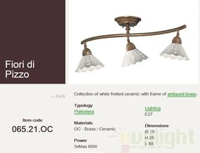 Plafonier rustic fabricat manual 3 brate Fiori di Pizzo 065.21.OC