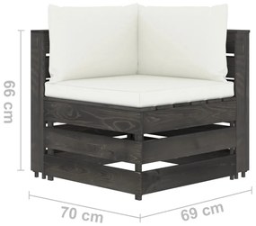 Set mobilier gradina cu perne, 7 piese, gri, lemn tratat cream and grey, 7
