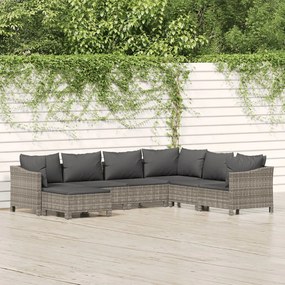 3187296 vidaXL Set mobilier de grădină cu perne, 7 piese, gri, poliratan