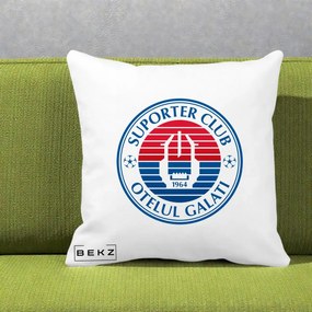 Perna Personalizata Otelul Galati Suporter Club 1964, 40x40 cm, Alba Mata, Husa Detasabila, Perna Inclusa, BEKZ®
