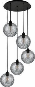 BRILAGI - LED Lustra pe cablu RETRO GLASS 5xE27/60W/230V negru/gri fumuriu