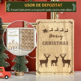 Calendar de Advent, Calendar de Craciun in forma de carte cu decoratiuni tematice, calendar pentru cadouri de Craciun HOMCOM | Aosom Romania