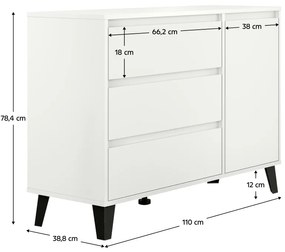 Comoda BOGAN 1D3S, albă