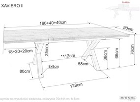 Masa extensibila Xaviero II stejar artizan/negru L160-240xl90 cm