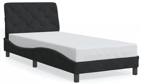 3213833 vidaXL Cadru de pat cu lumini LED, negru, 90x200 cm, catifea