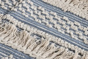 Covor din bumbac țesut manual, albastru și alb, 160 x 230 cm, 1600 gr, „Cotton Carpet Blue"
