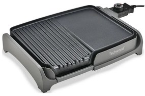Gratar electric Teppan Yaki Techwood TTG-3326/2, 1600W, 33x26 cm, Acoperire neaderenta, Termostat, Negru