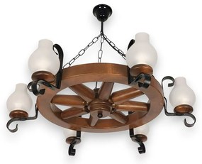 Candelabru rustic fabricat manual din lemn Roata 6L