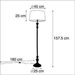 Lampă de podea cu abajur din bumbac negru cu auriu 45 cm - Classico