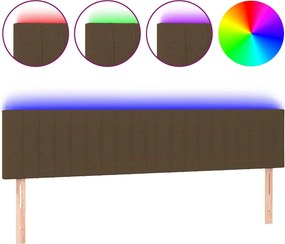 vidaXL Tăblie de pat cu LED, maro închis, 180x5x78/88 cm, textil