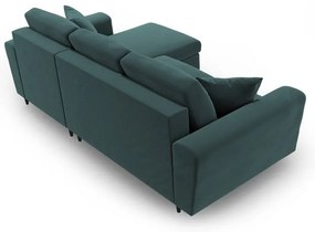 Colțar petrol extensibil, cu spațiu de depozitare cu tapițerie din catifea Kyoto – Cosmopolitan Design