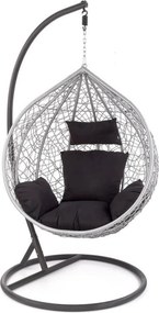 Balansoar gradina EGGY, gri/negru, rattan sintetic/stofa, 106x106x195