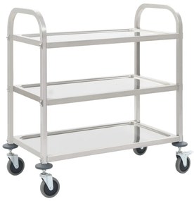 vidaXL Cărucior de bucătărie 3 niveluri 96,5x55x90 cm oțel inoxidabil