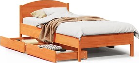 vidaXL Cadru pat fără saltea, maro ceruit, 75x190 cm, lemn masiv pin