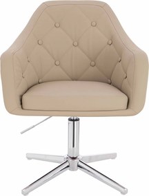 HR831CROSS Scaun Crem Piele Ecologica Premium Soft cu Bază Cromata