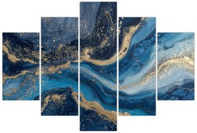 Tablou - Marmură abstractă albastru-aurie (150x105 cm)