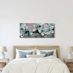 Tablou cu floare - turcoaz (120x50 cm)