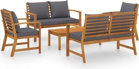 vidaXL Set mobilier de grădină cu perne, 5 piese, lemn masiv acacia