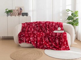 Patura Cocolino rosie de Craciun SNOWFALL Dimensiune: 150 x 200 cm