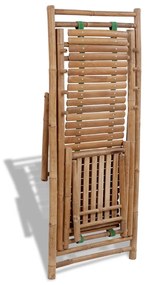 Scaun pliabil de exterior, cu taburet, bambus