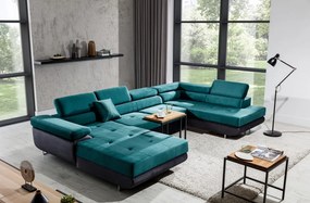 Coltar extensibil tapitat, cu spatiu pentru depozitare, 345x90x202 cm, Rodrigo R02, Eltap (Culoare: Verde inchis / Matt Velvet 75)