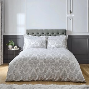 Lenjerie de pat gri din damasc pentru pat dublu, extinsă 230x220 cm Damask Jacquard – Catherine Lansfield