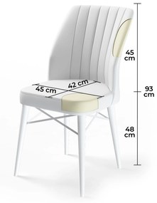 Set 6 scaune haaus Flex, Crem/Alb, textil, picioare metalice