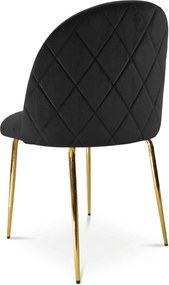 Scaun de dining INCA VELVET cu picioare aurii, negru