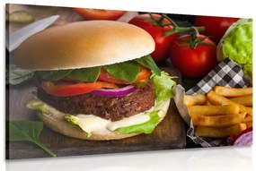 Tablou hamburger cu cartofi pai