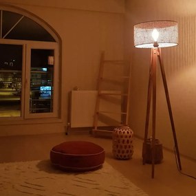 Lampadar corp lemn  textil,nuc- bej, Homs, 153 cm,40006