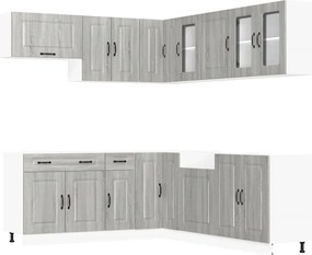 vidaXL Set de dulapuri de bucătărie 11 piese „Kalmar” lemn Sonoma gri