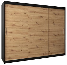 Dulap de haine 250 cm Toki (negru mat + stejar artisan). 1064865