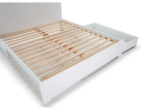 Pat matrimonial alb cu spațiu de depozitare și somieră 160x200 cm Gabi – Marckeric