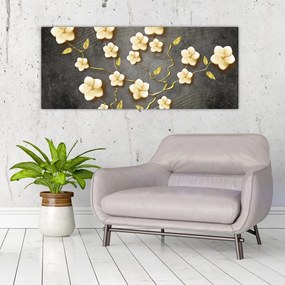 Tablou - Arbust auriu pe fundal negru (120x50 cm)