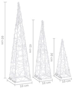 Set conuri decorative cu LED-uri albastru 30 45 60 cm acrilic 1, Albastru, 30 45 60 cm