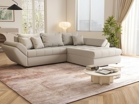 Colțar extensibil dumonde cu ladă de depozitare si sezut confortabil din spuma high-density, Loana Enjoy Bej II 270x185 cm