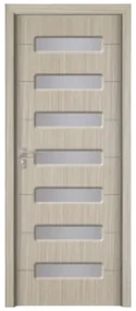 Usa Interior din MDF Novo Doors ND318, Cadru din Lemn Masiv, Geam Sablat, KIT COMPLET, Toc , Manere si balamale incluse (Culoare: Crem, Dimensiune: