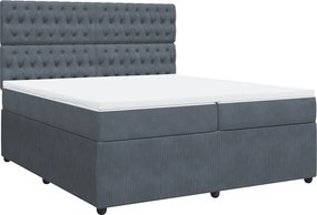 vidaXL Pat box spring cu saltea, gri închis, 200x200 cm, catifea