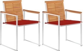 vidaXL Scaune grădină cu perne, 2 buc., lemn masiv de acacia și oțel