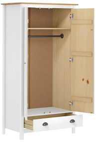 Sifonier cu 2 usi Hill Range, alb, 89x50x170 cm, lemn masiv pin Alb si maro, 1