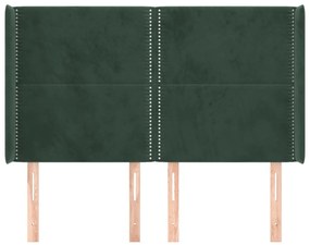 Tablie pat cu aripioare verde inchis 147x16x118 128 cm catifea 1, Verde inchis, 147 x 16 x 118 128 cm