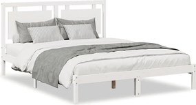 vidaXL Cadru pat foarte lung fără saltea, alb, 140x220 cm lemn masiv