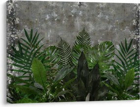 Tablou - Zid de beton cu plante (70x50 cm)