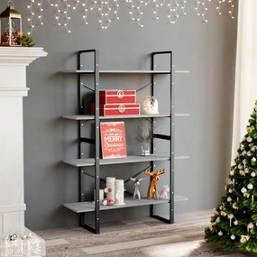 vidaXL Bibliotecă, 4 rafturi, gri beton, 100x30x140cm, lemn prelucrat