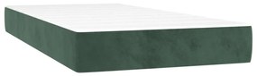 Pat box spring cu saltea, verde inchis, 90x200 cm, catifea Verde inchis, 90 x 200 cm, Cu blocuri patrate