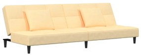 337449 vidaXL Canapea extensibilă cu 2 locuri, 2 perne, crem, catifea