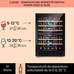 Klarstein Vinovilla 50 Duo frigider de vin cu două zone 53l 17 sticle ușă de sticlă cu 3 culori