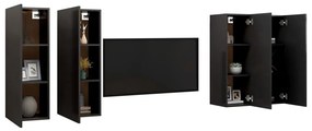 Comode TV, 4 buc., negru, 30,5x30x90 cm, PAL Negru, 30.5 x 30 x 90 cm, 4