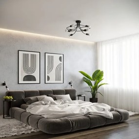 Lustră pe tijă Sollux SL.1457 LEVAR 8xE27/15W/230V negru